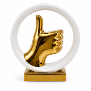 Ceramic Thumbs Up Table Ornament - White & Gold