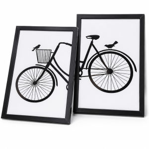 Bicycle Line Art - 2 Piece Wall Frame Set