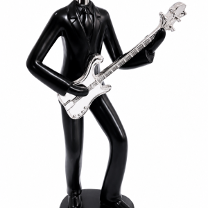 Modern Guitar Player Sculpture - Black & Silver