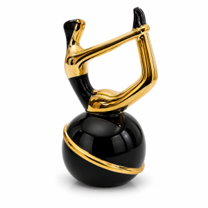 Astract Gold Couple Sculpture on Round Base